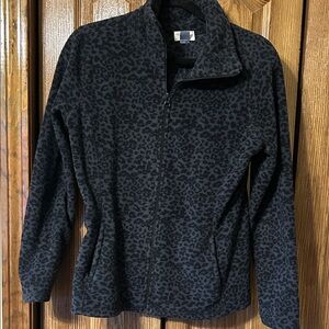 Old Navy Charcoal Cheetah Print Fleece Jacket